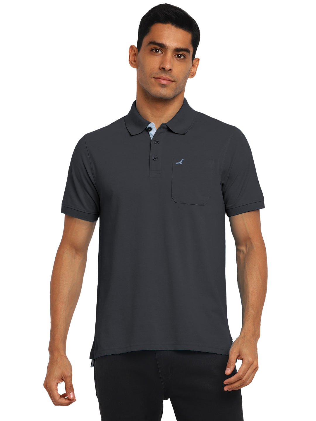 Polo Collar T-Shirt for Men with Pocket - Carbon Grey