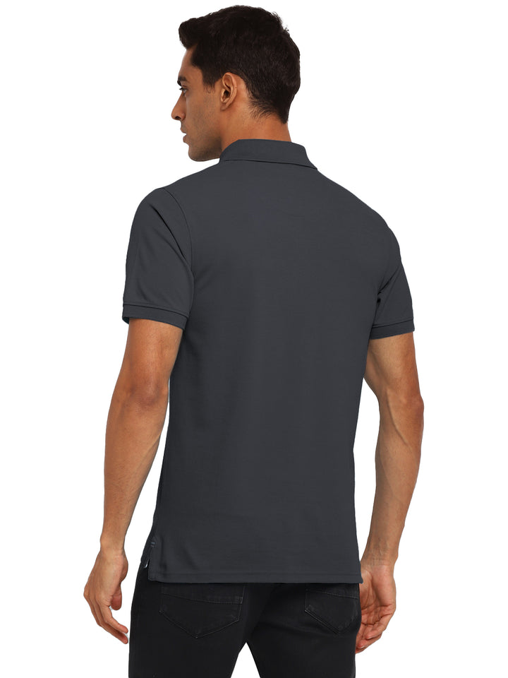 Polo Collar T-Shirt for Men with Pocket - Carbon Grey