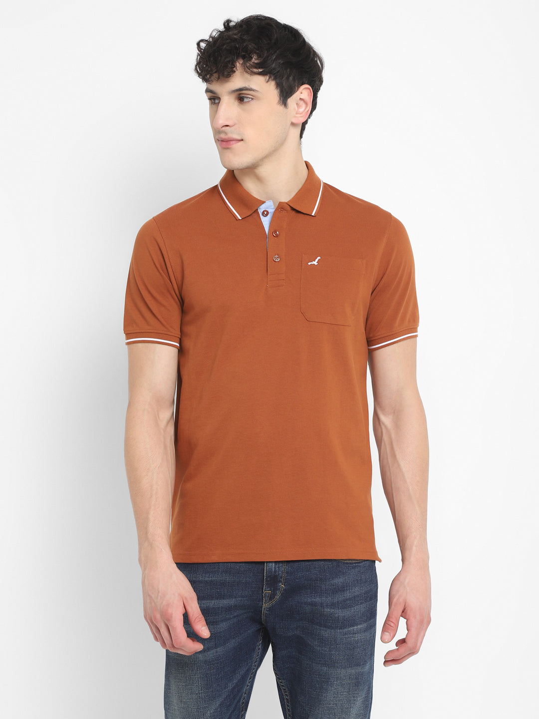 Polo Collar T-Shirt for Men with Pocket - Caramel Café