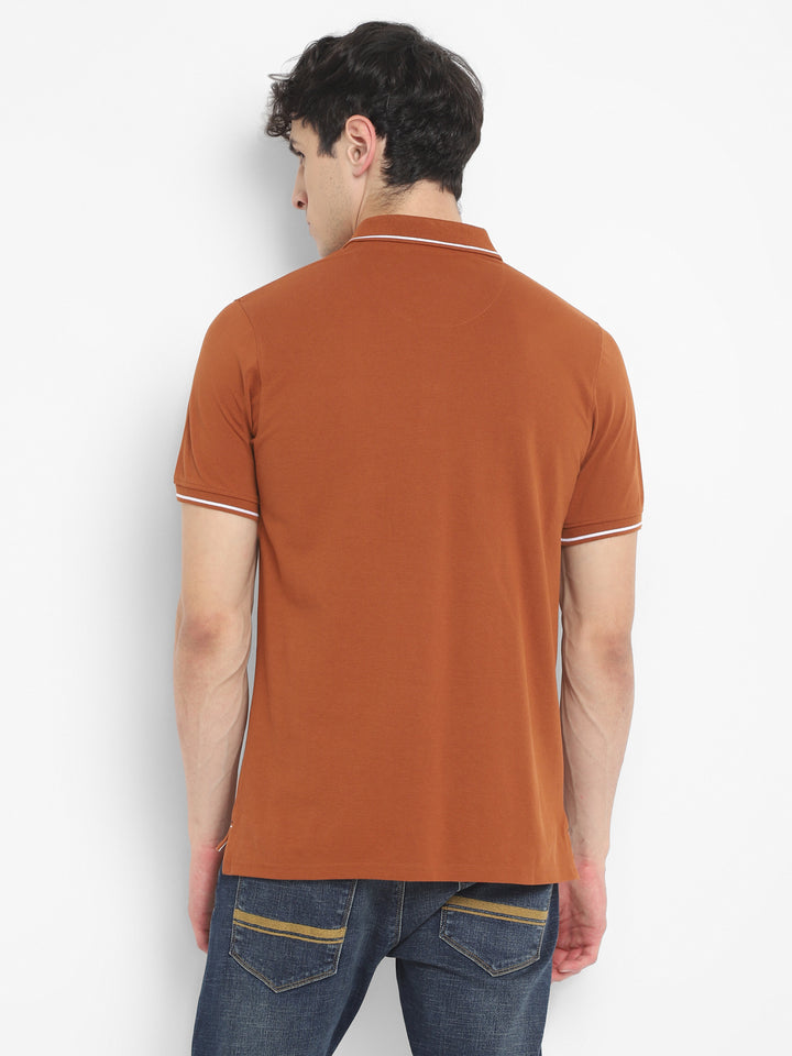 Polo Collar T-Shirt for Men with Pocket - Caramel Café