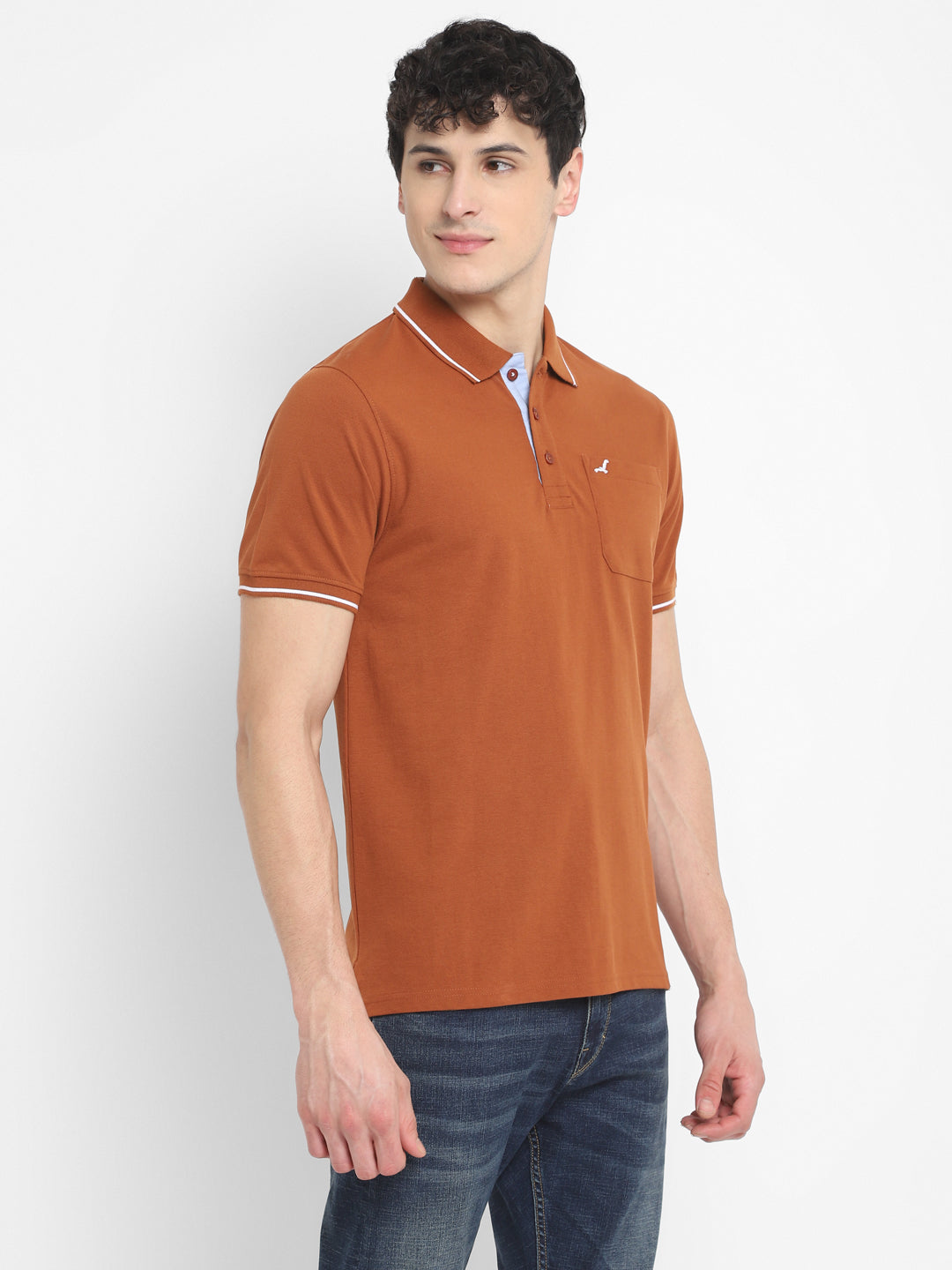 Polo Collar T-Shirt for Men with Pocket - Caramel Café