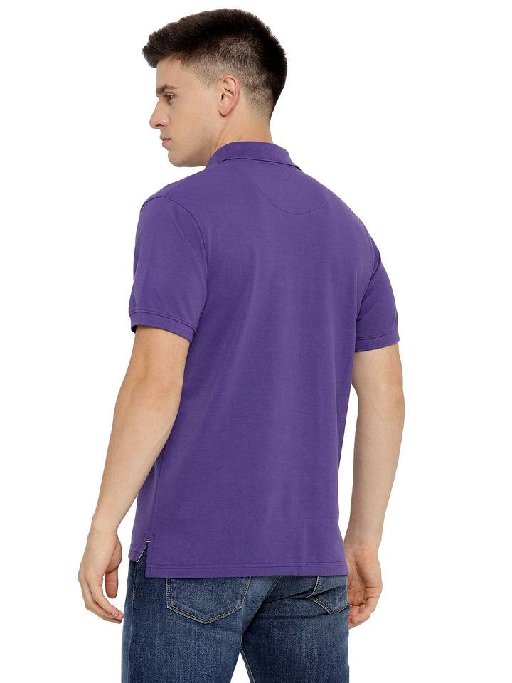 Polo Collar T-Shirt for Men with Pocket - Heliotrope