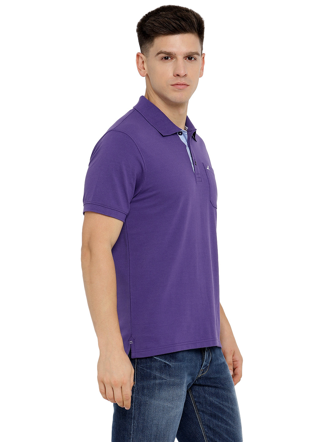 Polo Collar T-Shirt for Men with Pocket - Heliotrope