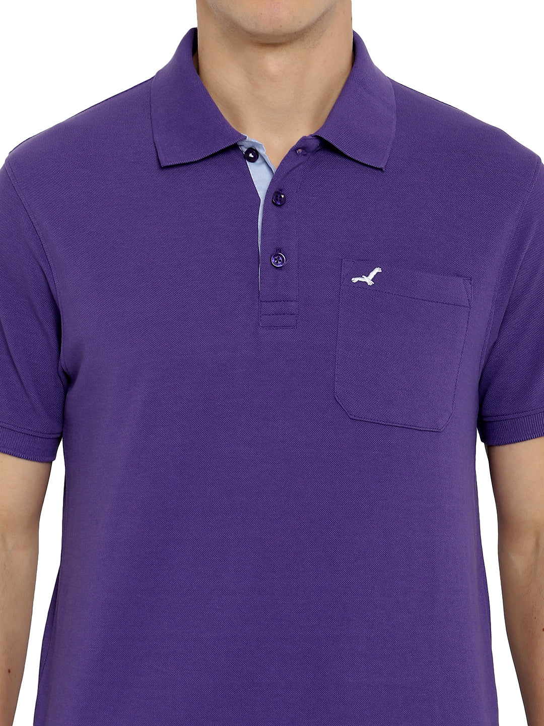 Polo Collar T-Shirt for Men with Pocket - Heliotrope