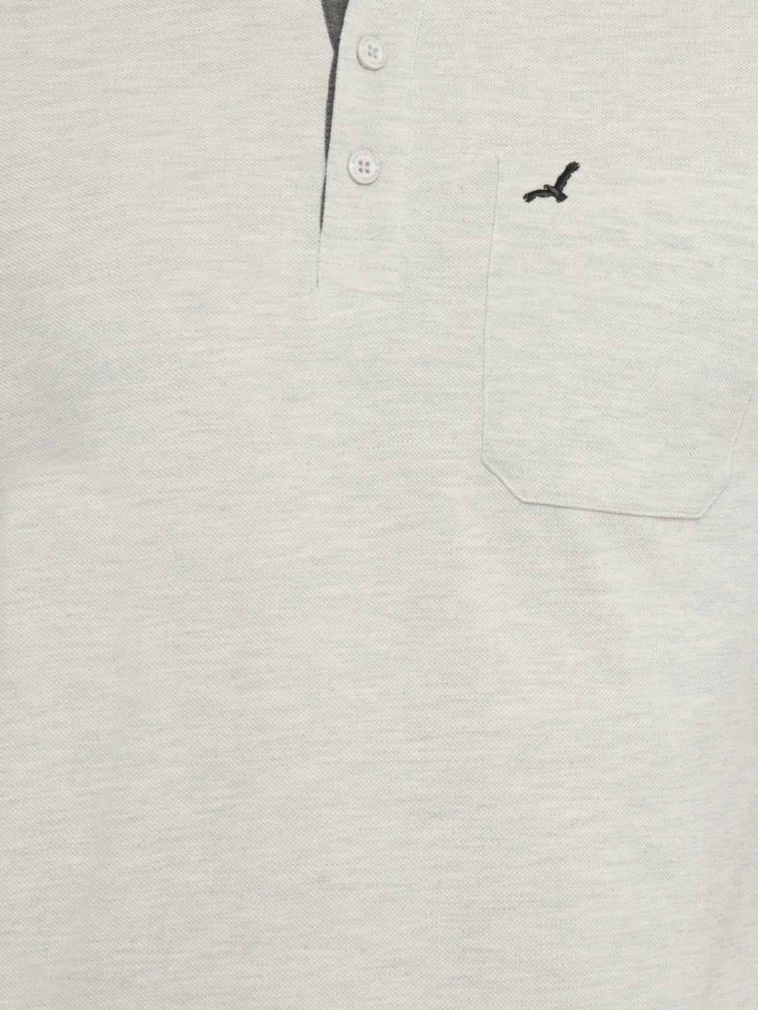 Polo Collar T-Shirt for Men with Pocket - Oatmeal Melange