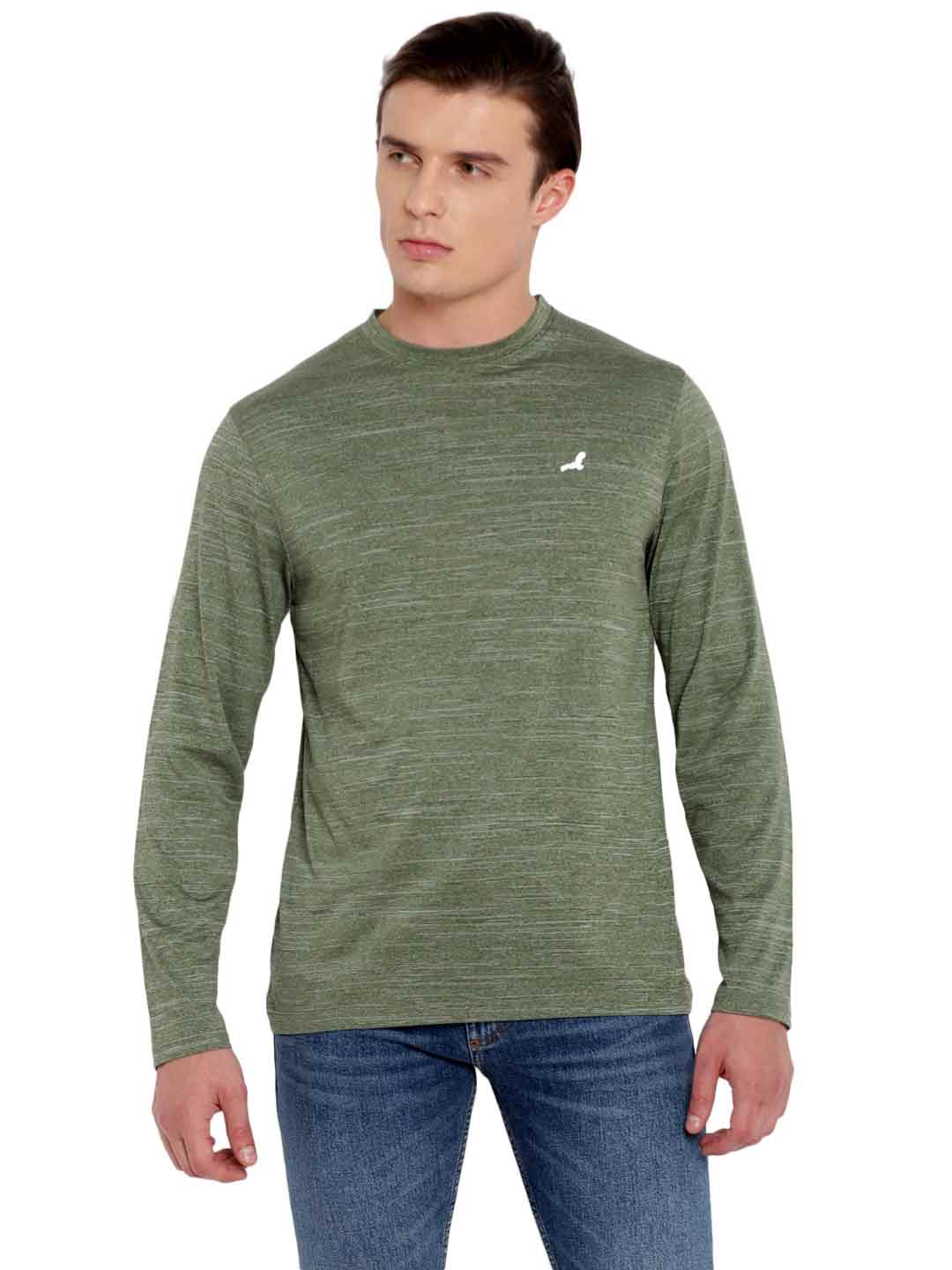 Men's Kooltex Round Neck Full Sleeves T-Shirt - Lightweight, Moisture-Wicking, Sweat Absorption, Casual and Active Wear - Sage Green