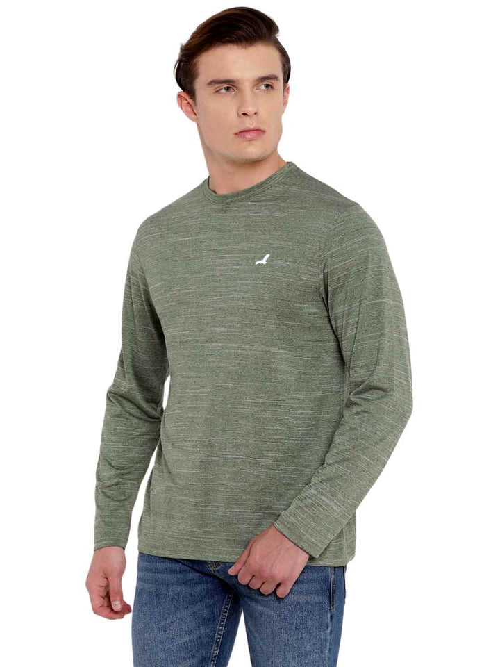 Men's Kooltex Round Neck Full Sleeves T-Shirt - Lightweight, Moisture-Wicking, Sweat Absorption, Casual and Active Wear - Sage Green