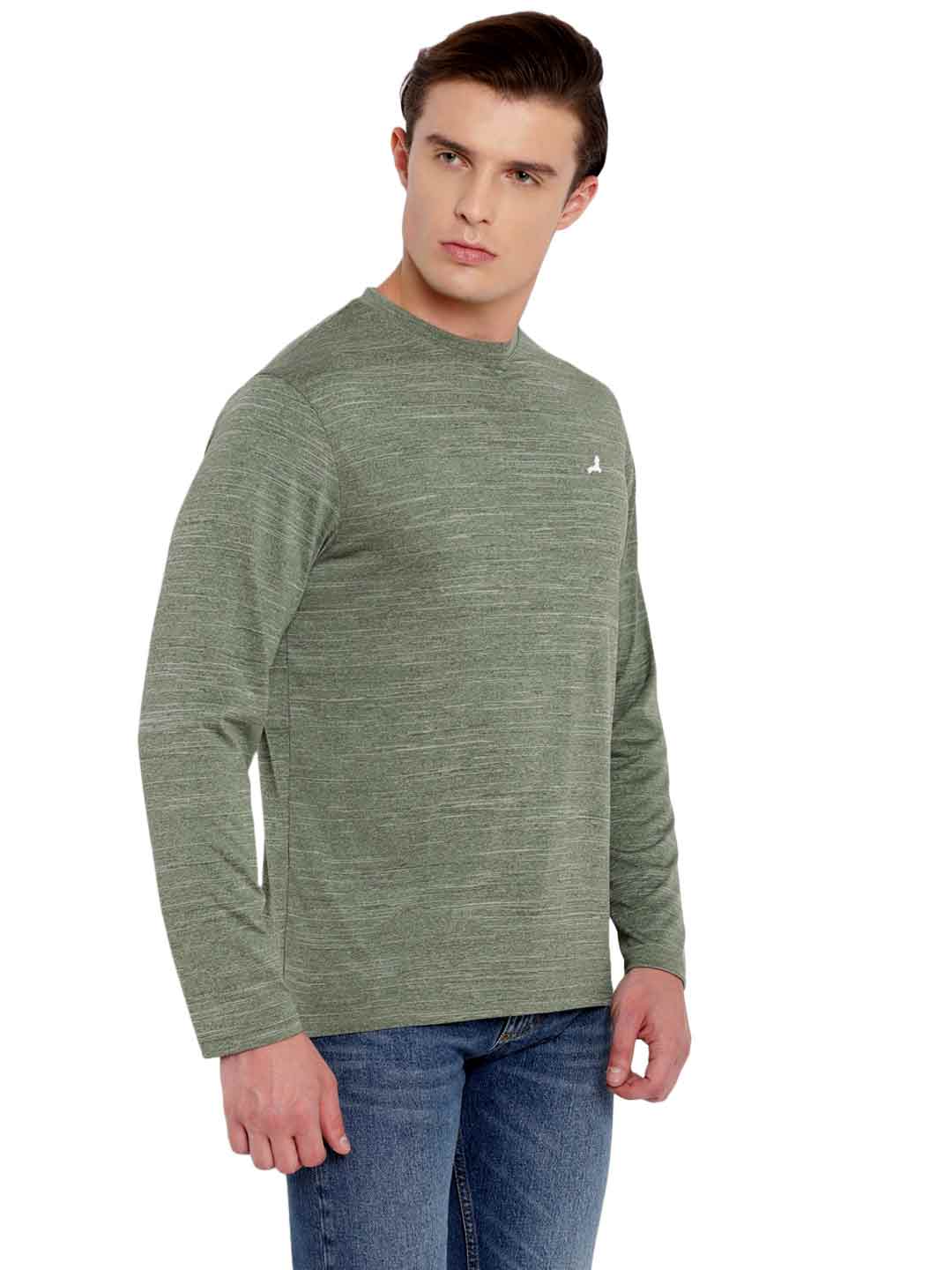 Men's Kooltex Round Neck Full Sleeves T-Shirt - Lightweight, Moisture-Wicking, Sweat Absorption, Casual and Active Wear - Sage Green