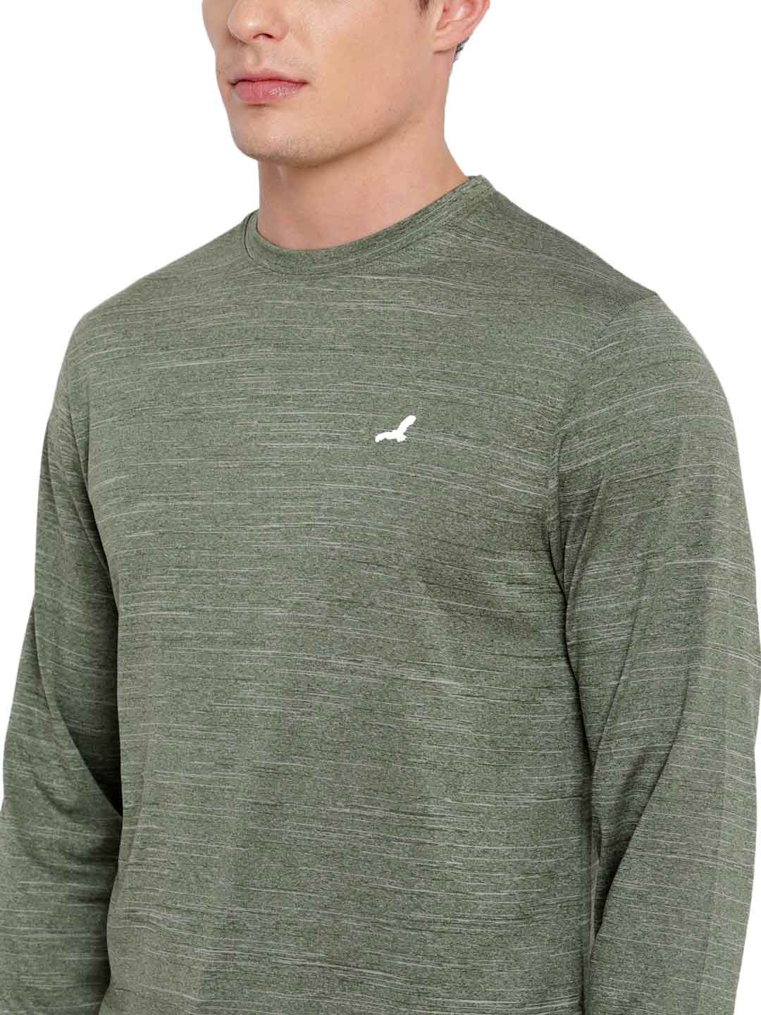 Men's Kooltex Round Neck Full Sleeves T-Shirt - Lightweight, Moisture-Wicking, Sweat Absorption, Casual and Active Wear - Sage Green