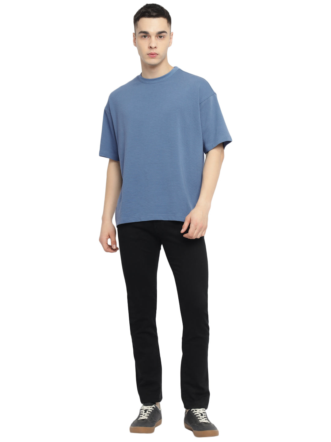 Men's Oversized Round Neck T-Shirt | Corduroy Knit - Elemental Blue