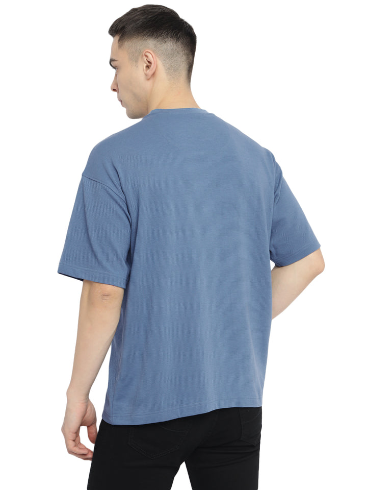 Men's Oversized Round Neck T-Shirt | Corduroy Knit - Elemental Blue