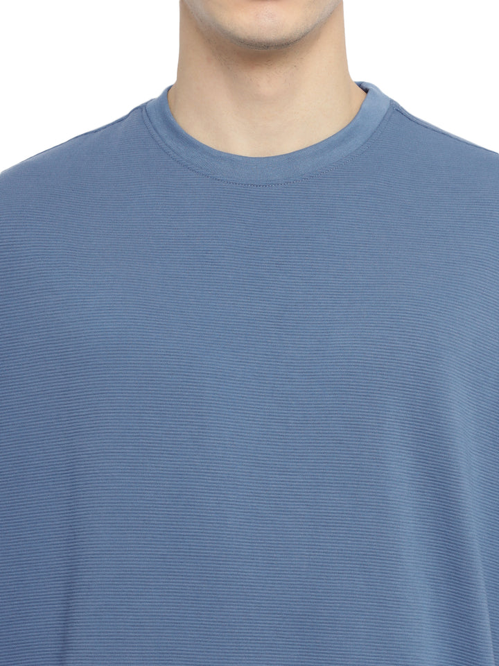 Men's Oversized Round Neck T-Shirt | Corduroy Knit - Elemental Blue