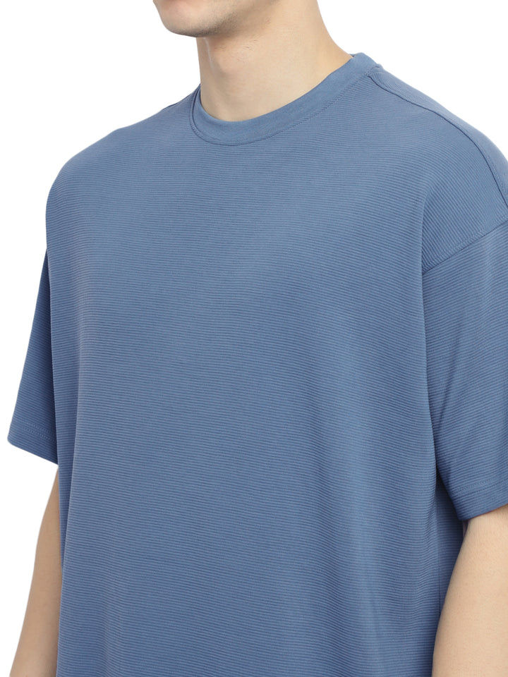 Men's Oversized Round Neck T-Shirt | Corduroy Knit - Elemental Blue