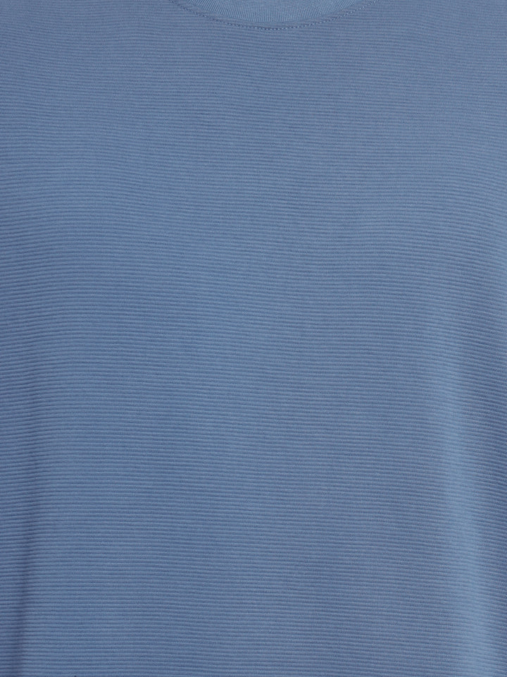 Men's Oversized Round Neck T-Shirt | Corduroy Knit - Elemental Blue