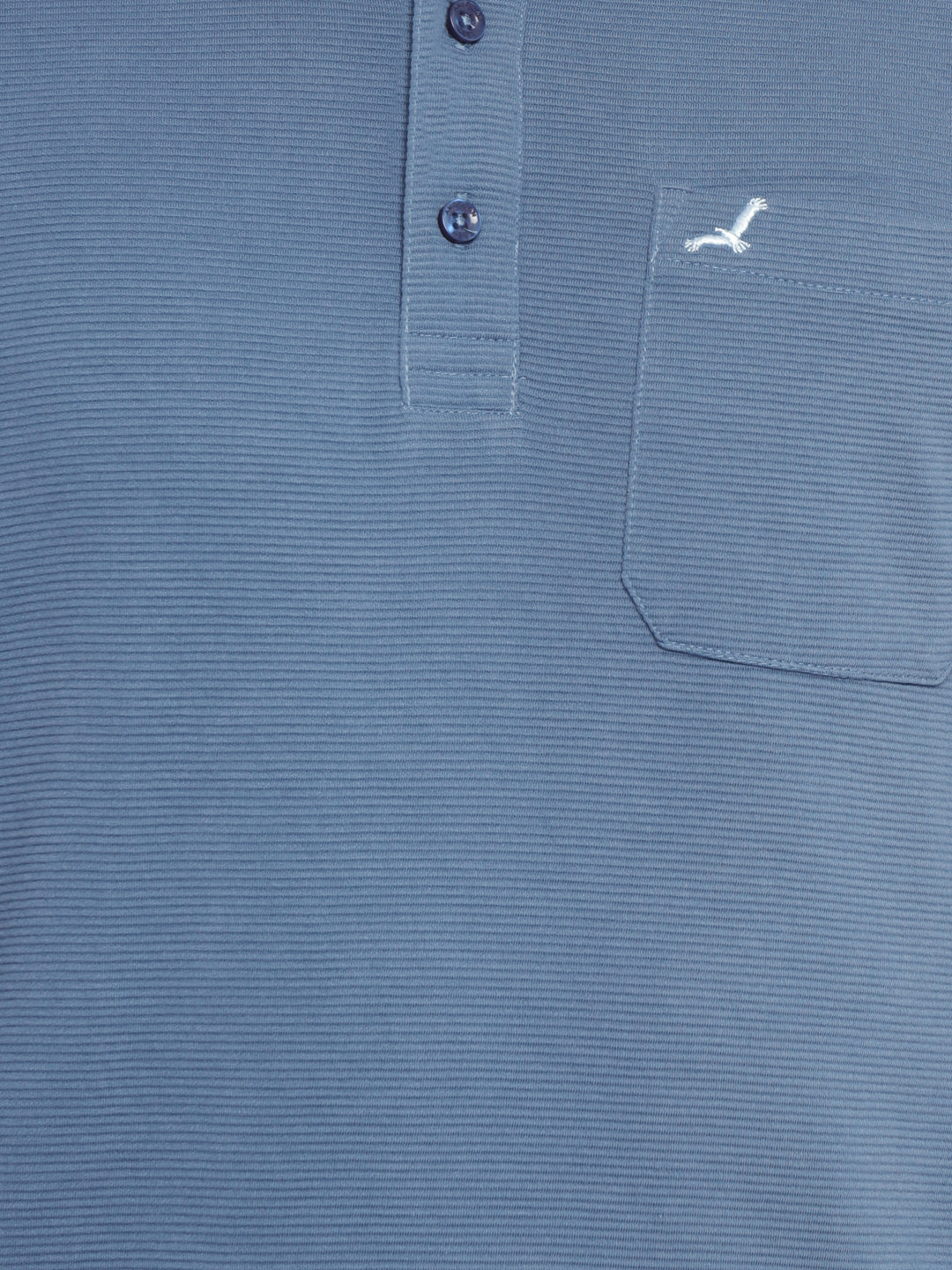 Men's Full-Sleeve Polo Collar T-Shirt with Pocket | Corduroy Knit | Premium Cotton Blend - Elemental Blue