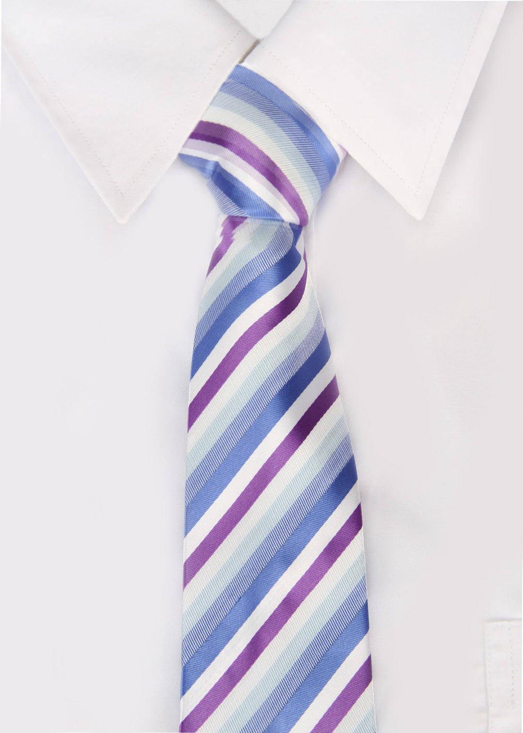 Men's Striped Formal Necktie - Blue & White