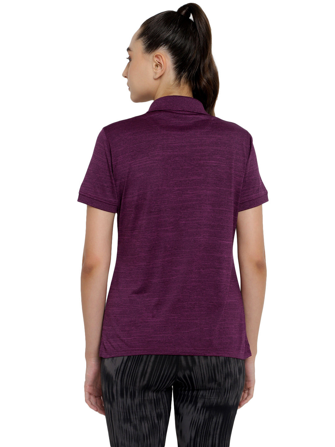 Women's Polo Collar Active Wear Tshirts with Moisture Management - Plum