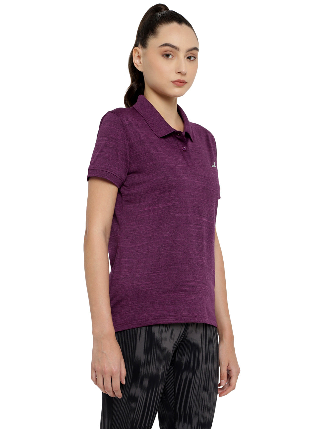 Women's Polo Collar Active Wear Tshirts with Moisture Management - Plum