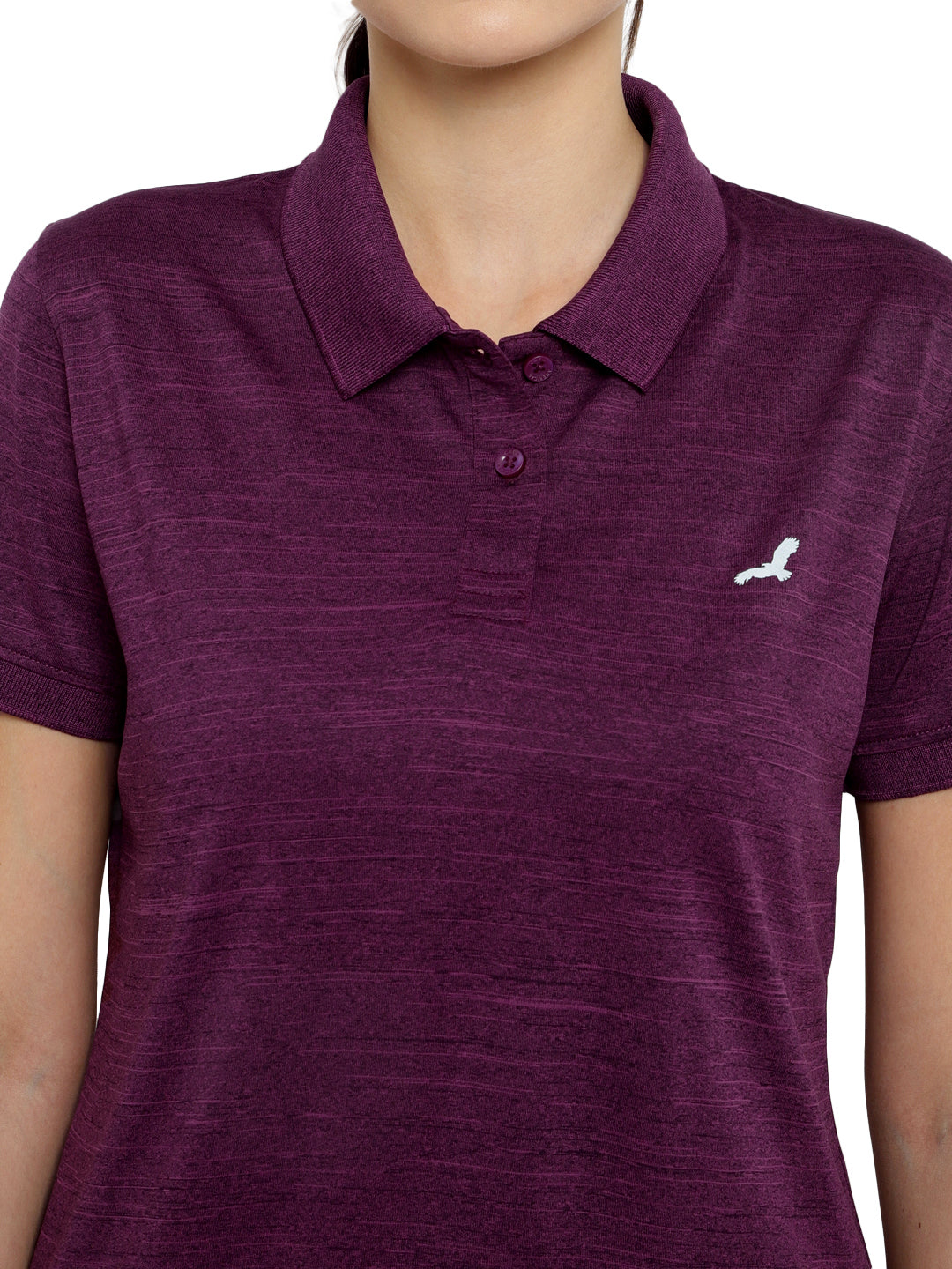 Women's Polo Collar Active Wear Tshirts with Moisture Management - Plum