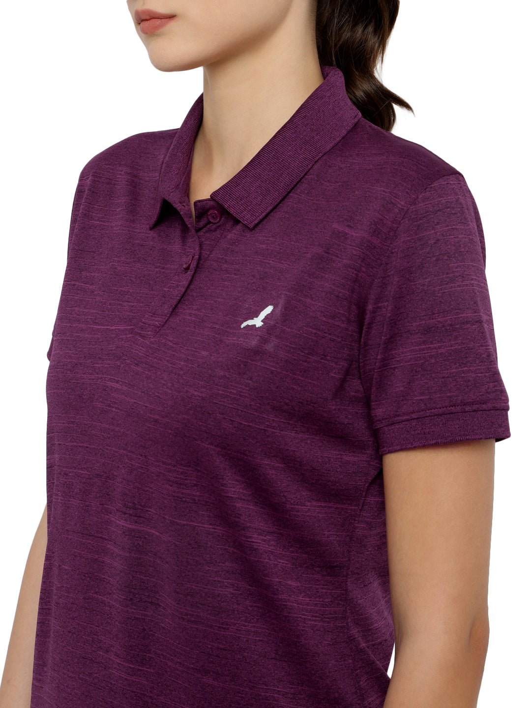 Women's Polo Collar Active Wear Tshirts with Moisture Management - Plum