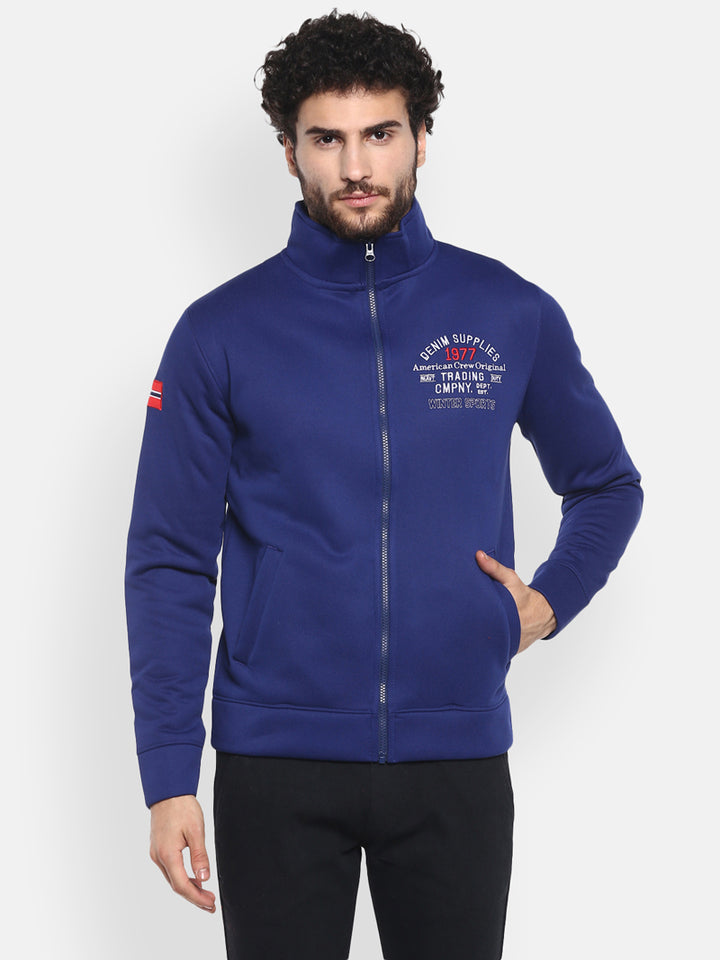 Men's Full Sleeves Bomber Winter Wear Jacket with YKK Zipper - Royal Blue