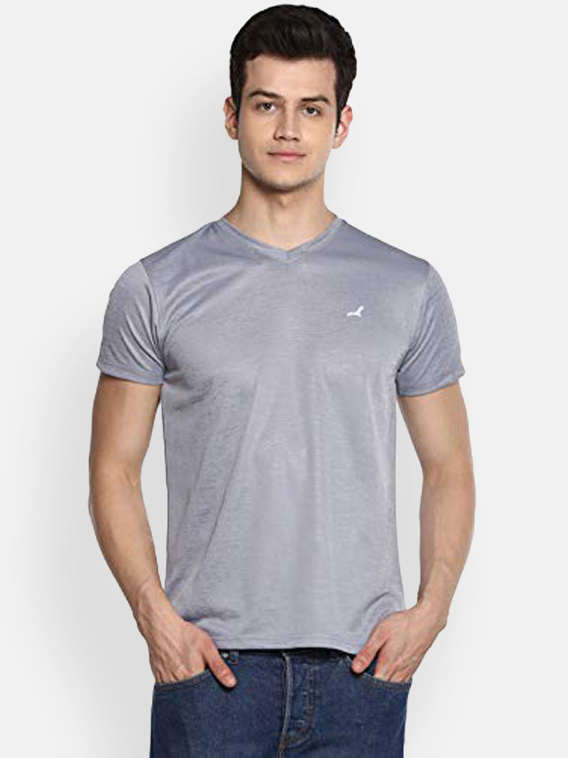 Men's V-Neck Sports T-Shirt - Grey