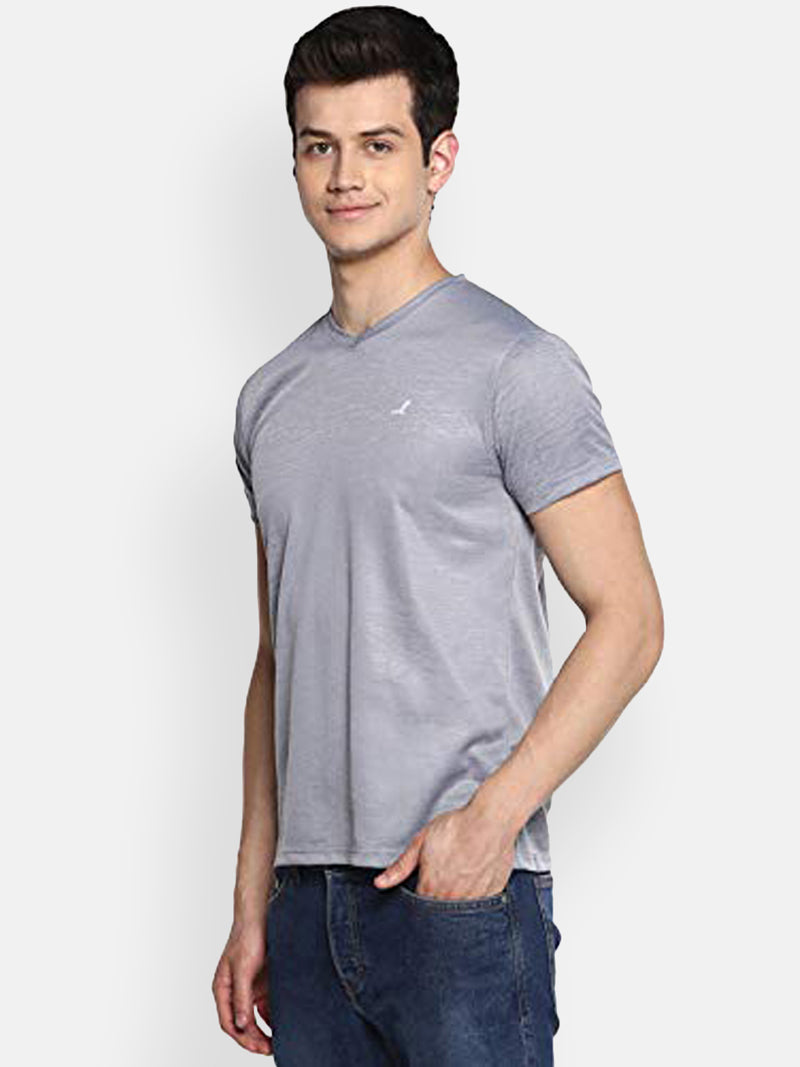 Men's V-Neck Sports T-Shirt - Grey