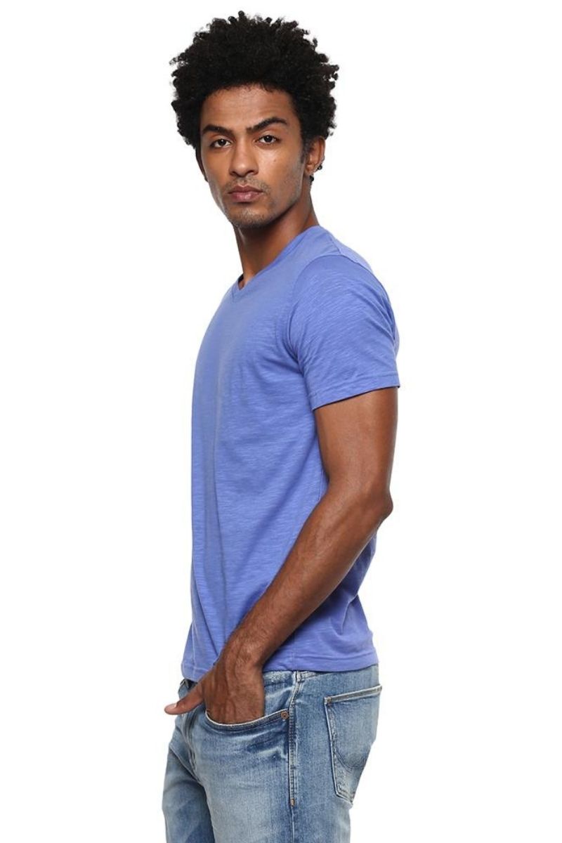 Cotton Men's V Neck T-Shirt - Blue (Clearance - No Exchange No Return)