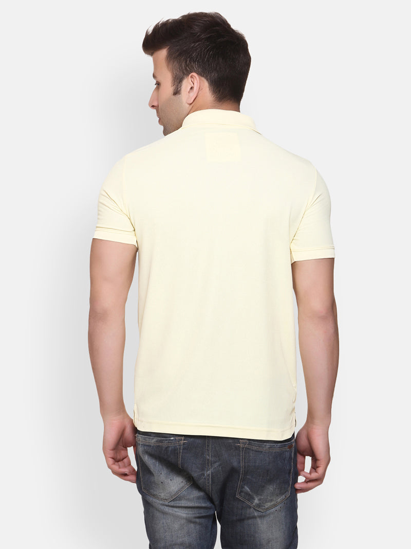 American Crew Men's Polo Collar Pastel Yellow T-Shirt