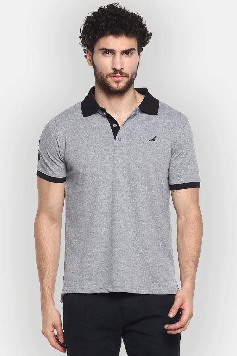 Men's Polo Half Sleeves T-Shirt - Grey Melange