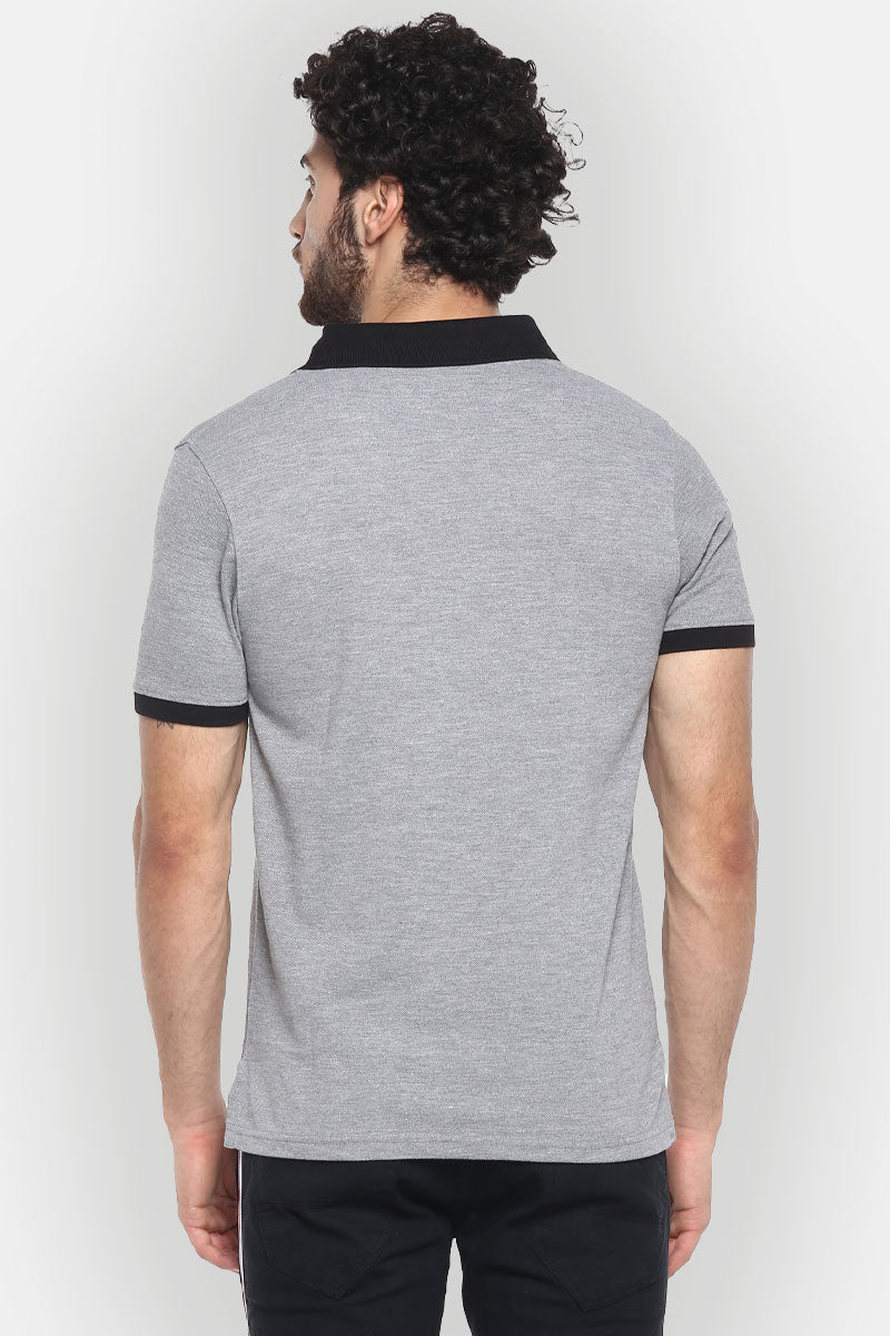 Men's Polo Half Sleeves T-Shirt - Grey Melange