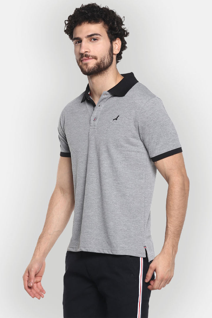 Men's Polo Half Sleeves T-Shirt - Grey Melange