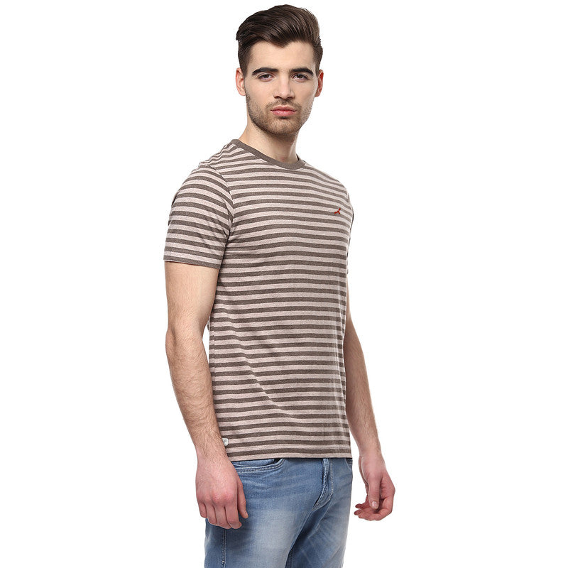 Men's Round Neck T-Shirt - Brown Melange