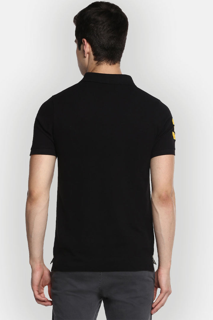 Men's Polo Collar Half Sleeves T-Shirt - Black