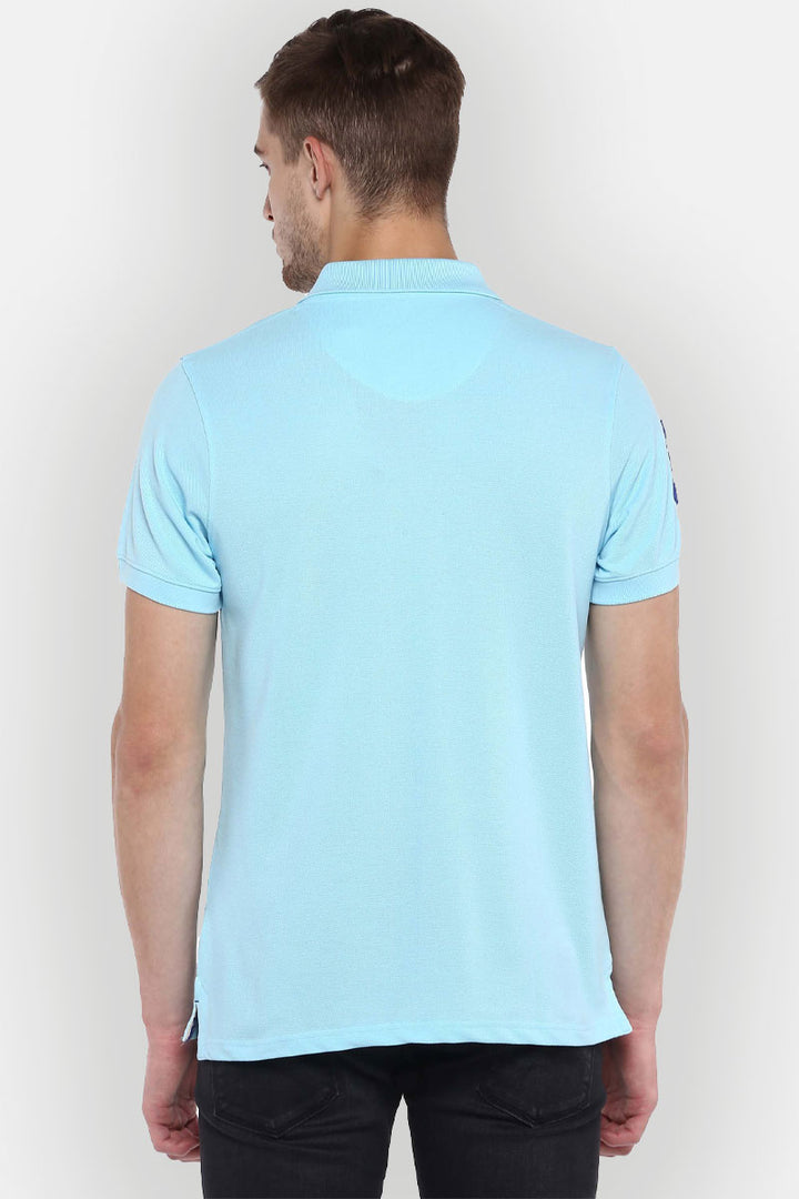 Men's Polo Collar Half Sleeves T-Shirt - Plume Blue