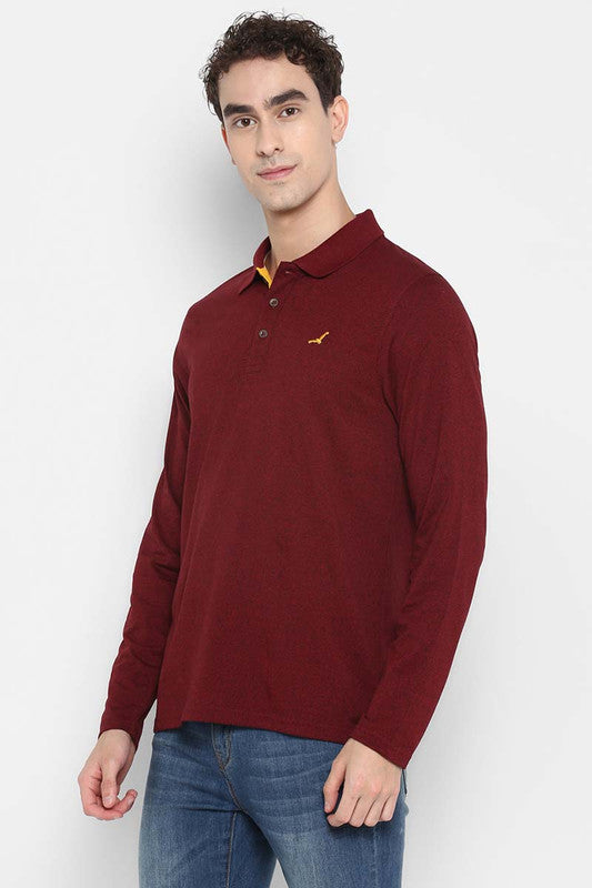 Men s Polo Collar Full Sleeves T Shirt Tibetan Red American Crew Store