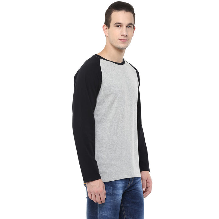 Men's Men's Cotton T-Shirt - Grey Melange & Black