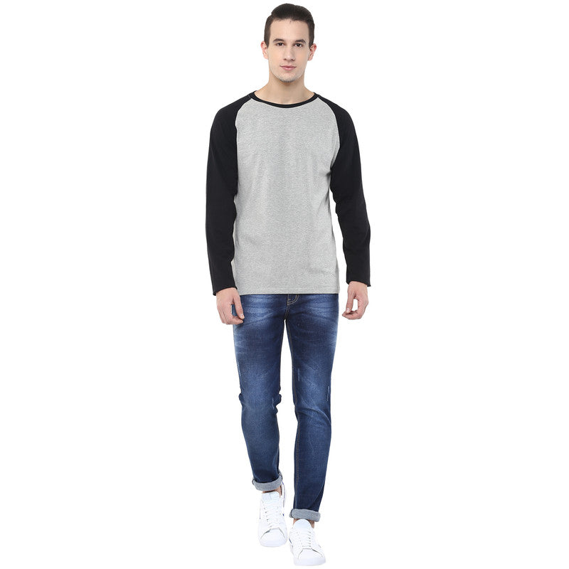 Men's Men's Cotton T-Shirt - Grey Melange & Black