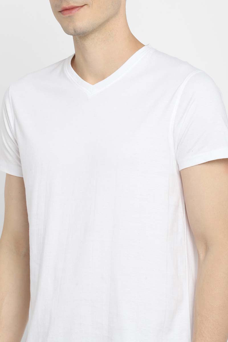 White V-Neck T-Shirt For Men